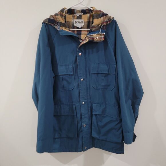 Vintage Schott Mens Chore Barn Jacket Size Medium Blue Utility Blanket Lined - Picture 1 of 9